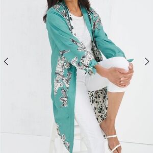 Chico reversible floral animal print Teal Duster Women's | size L 8-10